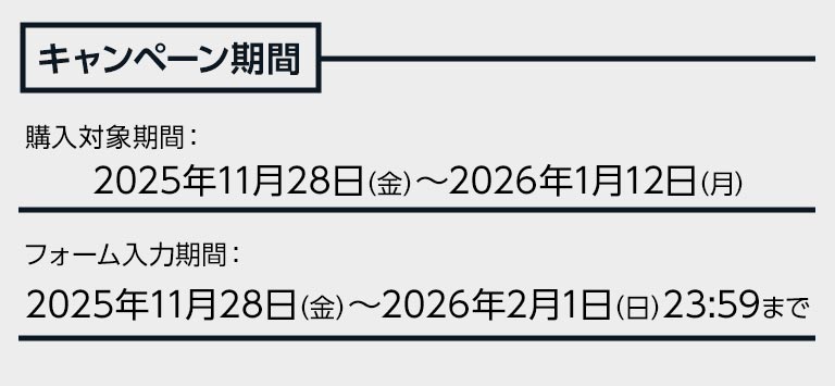 キャンペーンは1月12日購入分まで